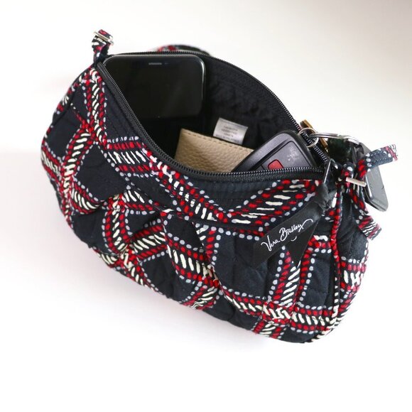 Vera Bradley Minsk Plaid Quilt Adjustable Strap Top Zip Lined Red Crossbody Bag - Picture 4 of 13